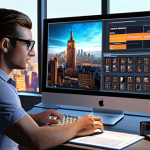 **

Prompt: "Dynamic character designer, glowing screen, working on a 3D model with ZBrush, international character design certificate displayed proudly, cityscape background representing global opportunities. Professional, confident, modern workspace."

**